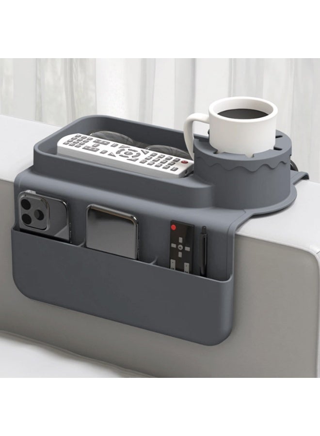 دايتويز مسند ذراع أريكة من السيليكون المتين. صينية ذات جيوب مزدوجة وحاملات أكواب متينة، إكسسوار منزلي لتنظيم غرفة المعيشة - Image 4