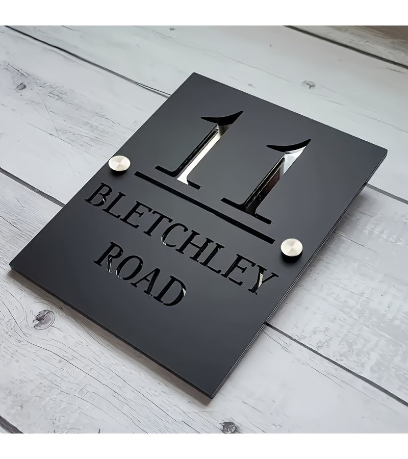 Number 11 Acrylic House Sign Stylish Wall Mounted Address Plaque Modern Home Decor - Image 1