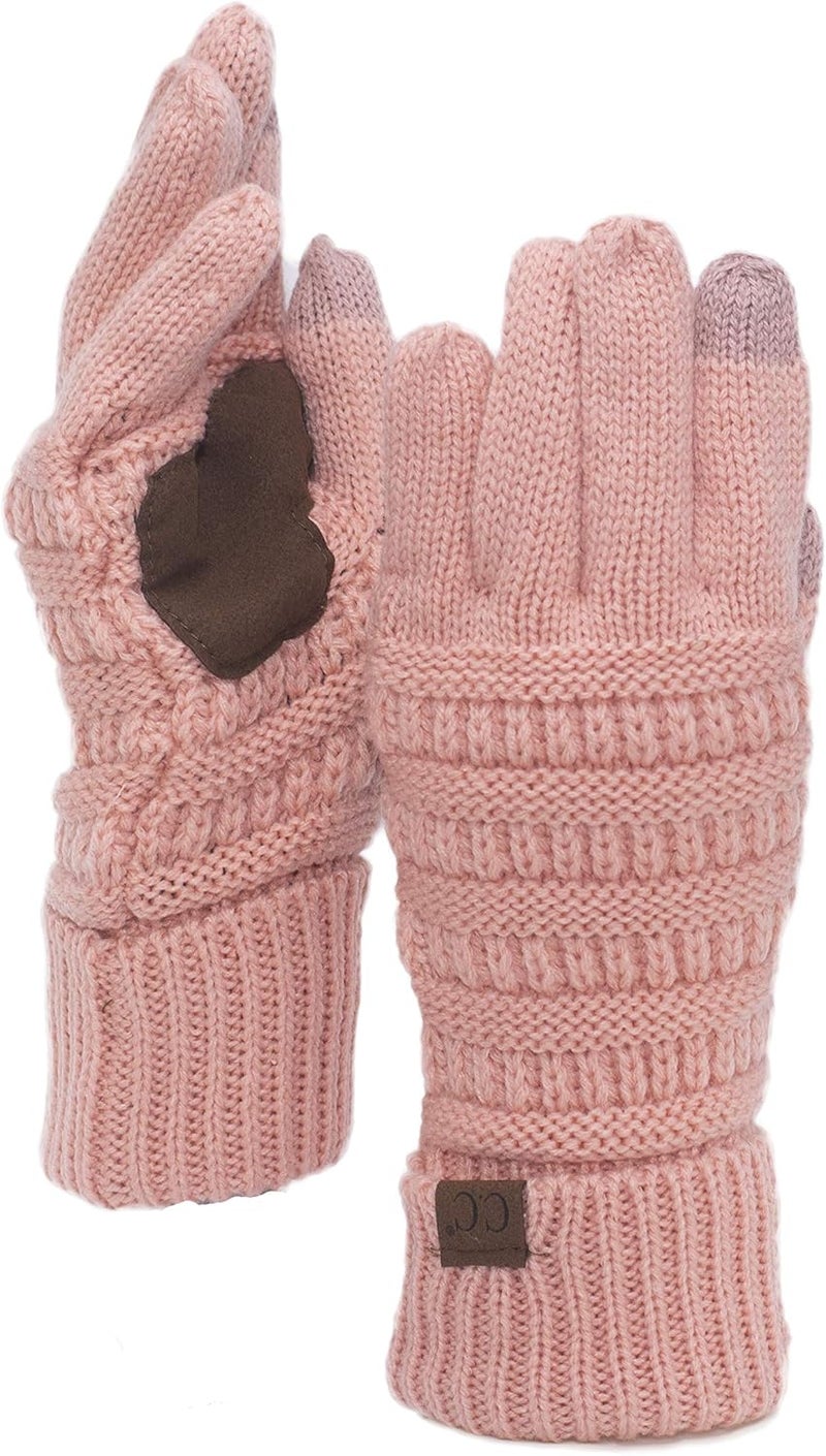 Cc Unisex Cable Knit Winter Warm Anti-Slip Touchscreen Texting Gloves - Image 1