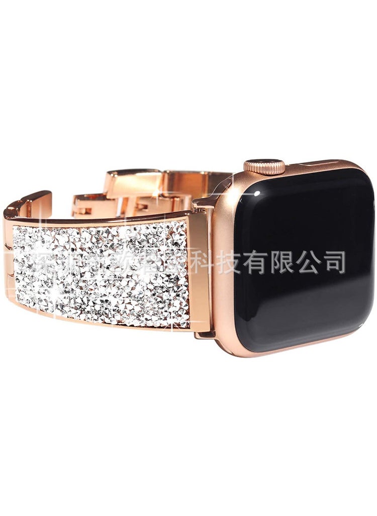 Generic - Apple Watch Crystal Rhinestone Stainless Steel Band Silver [22mm]] - Image 1