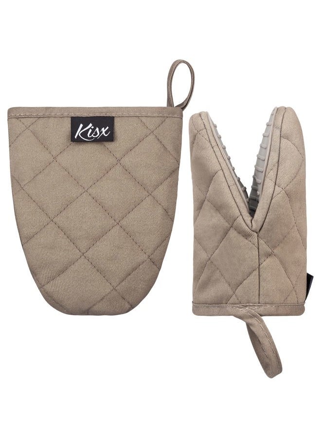 Kisx Oven Mitts Heat Resistant – (Grey Color) Mini Oven Mitts, Silicone Gloves Heat Resistant, Kitchen Gloves for Cooking, Silicone Oven Mitts & Pot Holders Sets, Kitchen Pot Holders & Oven Mitts Sets - Image 1