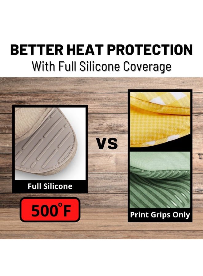 Kisx Oven Mitts Heat Resistant – (Grey Color) Mini Oven Mitts, Silicone Gloves Heat Resistant, Kitchen Gloves for Cooking, Silicone Oven Mitts & Pot Holders Sets, Kitchen Pot Holders & Oven Mitts Sets - Image 4