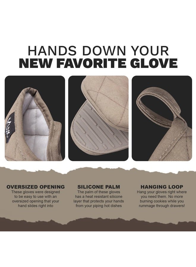 Kisx Oven Mitts Heat Resistant – (Grey Color) Mini Oven Mitts, Silicone Gloves Heat Resistant, Kitchen Gloves for Cooking, Silicone Oven Mitts & Pot Holders Sets, Kitchen Pot Holders & Oven Mitts Sets - Image 2