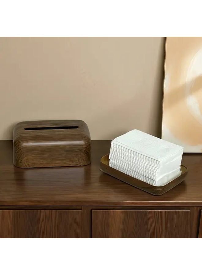 Walnut Tissue Box With Polished Lid Modern Minimalist Design For Desk Bathroom Office - Image 3