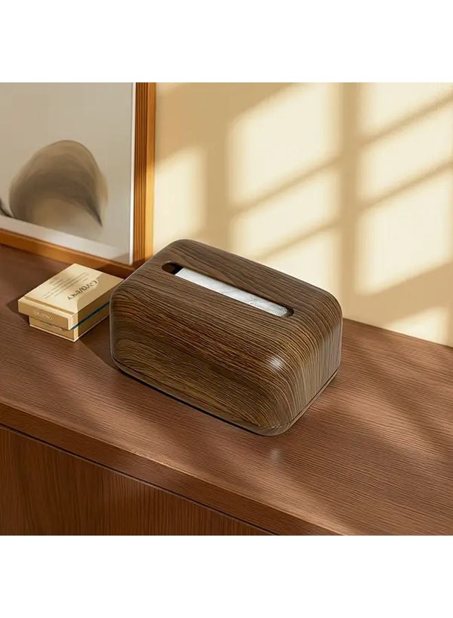 Walnut Tissue Box With Polished Lid Modern Minimalist Design For Desk Bathroom Office - Image 2