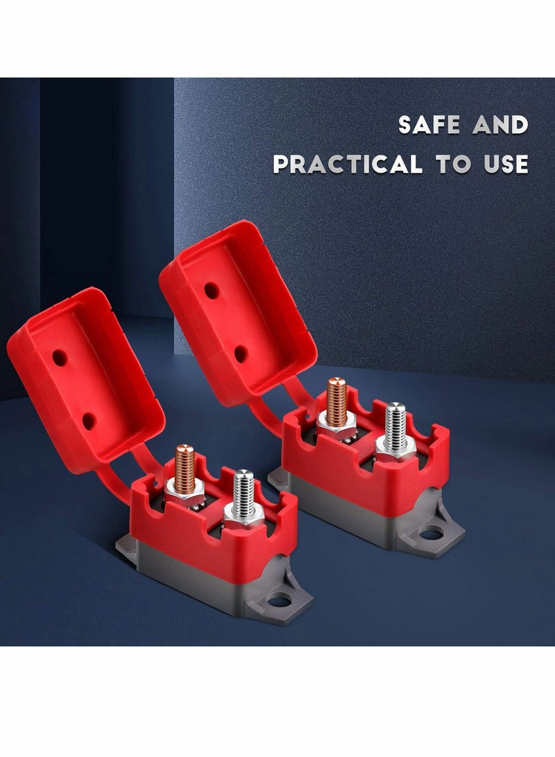 Circuit Breaker, 4 Pieces Dc 50A 12V - 24V Automatic Reset Circuit Breakers  with Cover Stud Bolt for Automotive and More - Image 3
