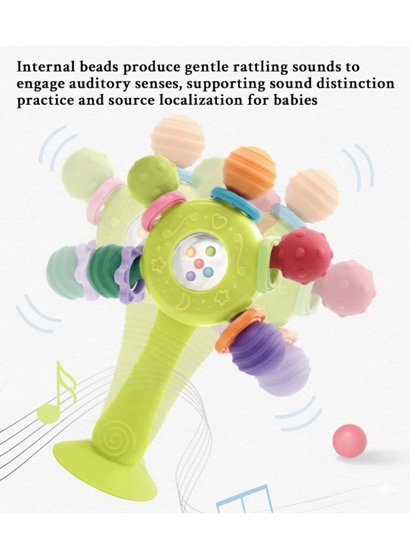 Baby Teether Toys for Babies 0 - 18 Months,Baby Rattle Toys,Baby Sensory Toy for 0-6 6-12 Months, Montessori Early Education,Manhattan Ball,Grasp Training Toy,Suction Cup Toys green - Image 2
