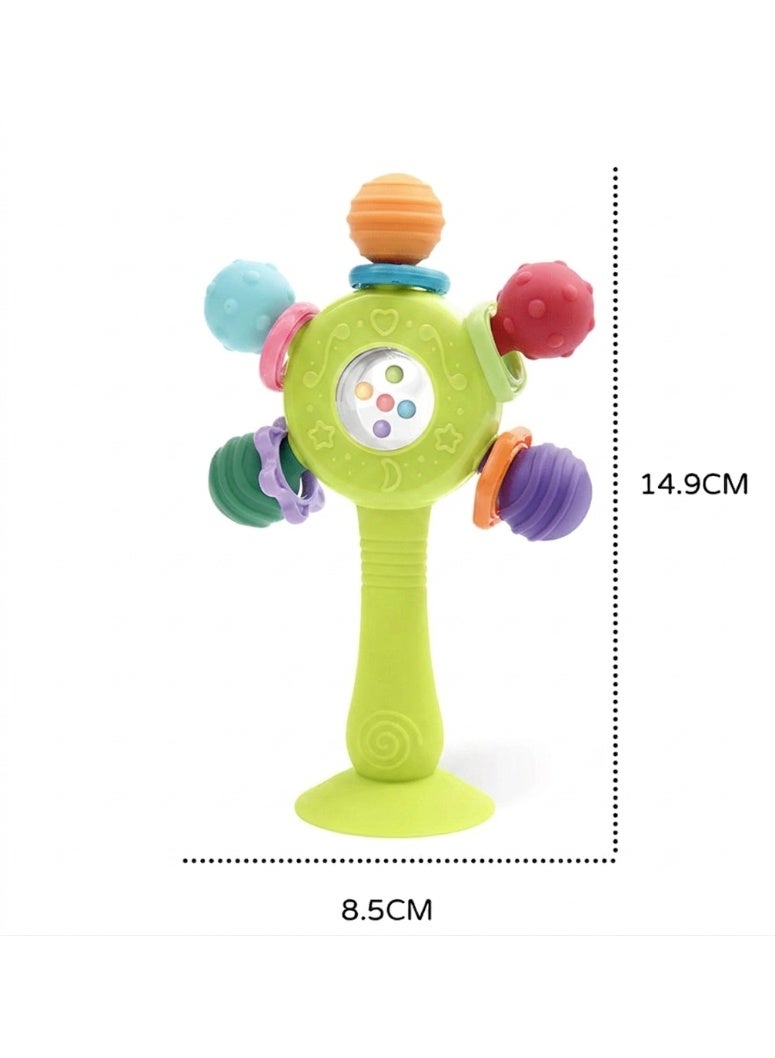 Baby Teether Toys for Babies 0 - 18 Months,Baby Rattle Toys,Baby Sensory Toy for 0-6 6-12 Months, Montessori Early Education,Manhattan Ball,Grasp Training Toy,Suction Cup Toys green - Image 1