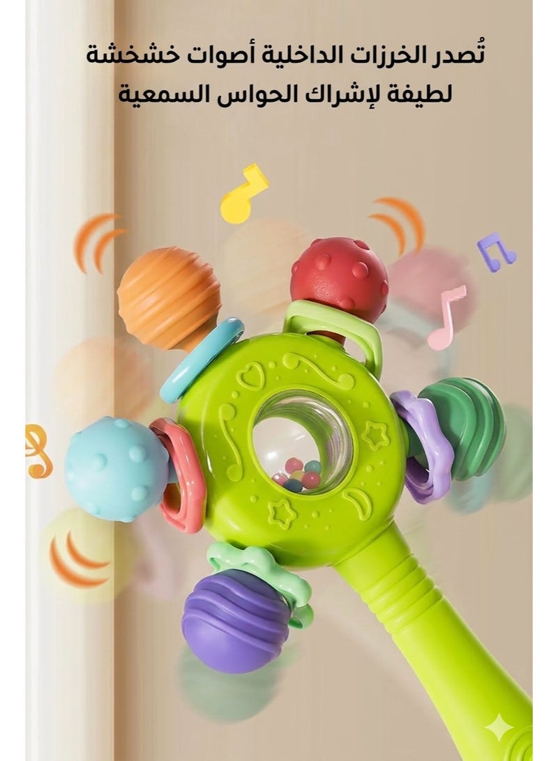 Baby Teether Toys for Babies 0 - 18 Months,Baby Rattle Toys,Baby Sensory Toy for 0-6 6-12 Months, Montessori Early Education,Manhattan Ball,Grasp Training Toy,Suction Cup Toys green - Image 3