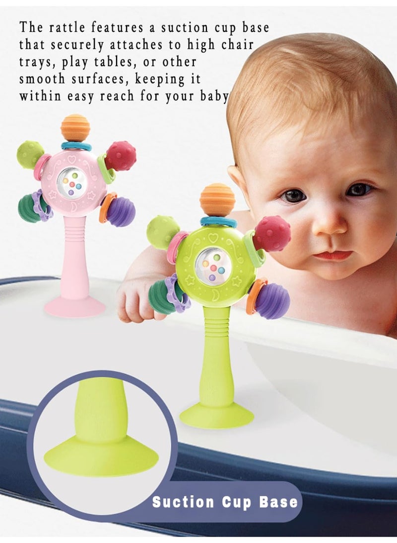 Baby Teether Toys for Babies 0 - 18 Months,Baby Rattle Toys,Baby Sensory Toy for 0-6 6-12 Months, Montessori Early Education,Manhattan Ball,Grasp Training Toy,Suction Cup Toys green - Image 4