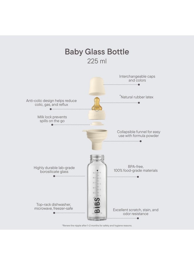 BIBS زجاجة بيس للأطفال. مضادة للمغص. حلمة مطاطية طبيعية دائرية. تدعم الرضاعة الطبيعية، مجموعة كاملة - 225 مل، ليلك داكن - Image 2