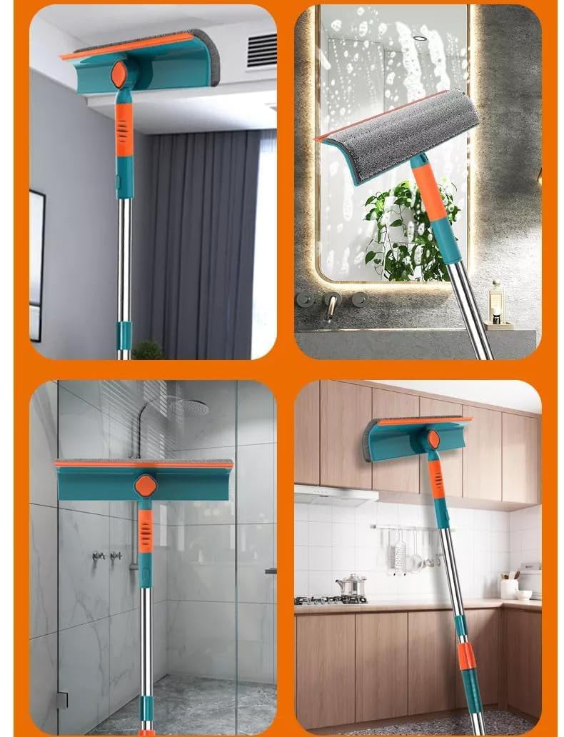 ZOQWEID 2 in 1 Window Cleaning Tool Wiper Window Cleaner with Bendable Head for Indoor Outdoor High Windows Cleaning (Orage Green) - Image 5