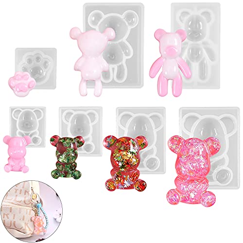 DIYstore 7 Pack 3D Bear Paw Epoxy Resin Silicone Molds,Animal Silicone Molds for Casting Candy Fondant Cake Craft DIY Decoration - Image 1