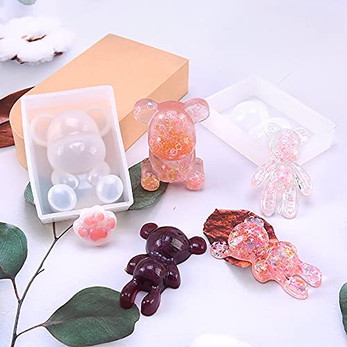 DIYstore 7 Pack 3D Bear Paw Epoxy Resin Silicone Molds,Animal Silicone Molds for Casting Candy Fondant Cake Craft DIY Decoration - Image 3