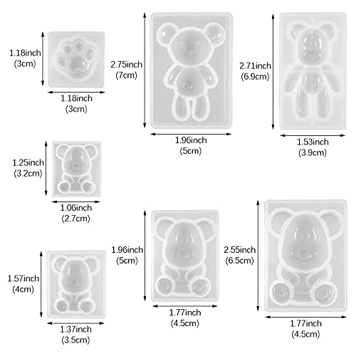 DIYstore 7 Pack 3D Bear Paw Epoxy Resin Silicone Molds,Animal Silicone Molds for Casting Candy Fondant Cake Craft DIY Decoration - Image 2