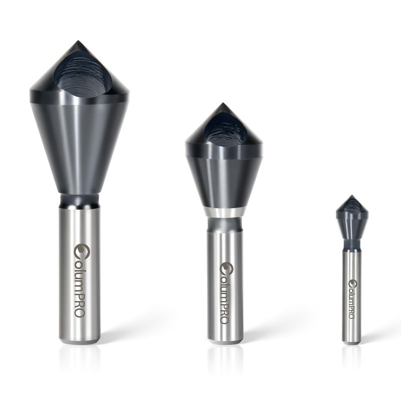 ColumPRO 3PCS Cobalt Single-End Countersink Chamfer Tool Set -TiAlN Coated Heavy-Duty M35 90-Degree Countersink Bits for Metal, Stainless Steel, Copper, Wood, Fiberboard,2-5,10-15,15-20MM,1/4"-3/4" - Image 1