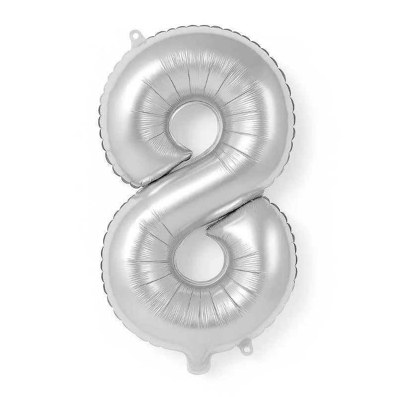Number 8 Hanging Foil Balloon For All Types Of Party Decorations 32inch- Silver