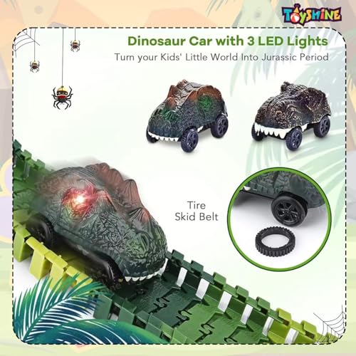 Toyshine Dinosaur Race Tracks for Kids | Dinosaur World Road Race Car Track with Flexible Train Track Playset Gift for Birthday | Educational Learning Track Toy (Dinosaur Race Track Set 86 Pcs) - Image 4