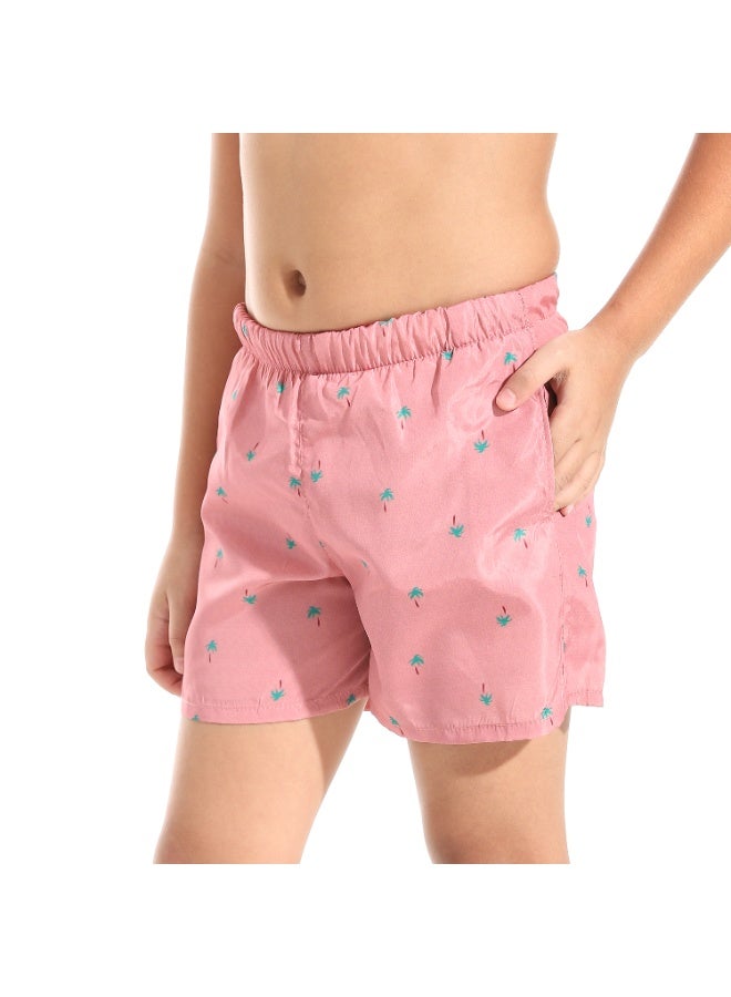 Andora Printed Boys Swimsuit with Elastic Waist - Pink & Blue_Multicolour - Image 4