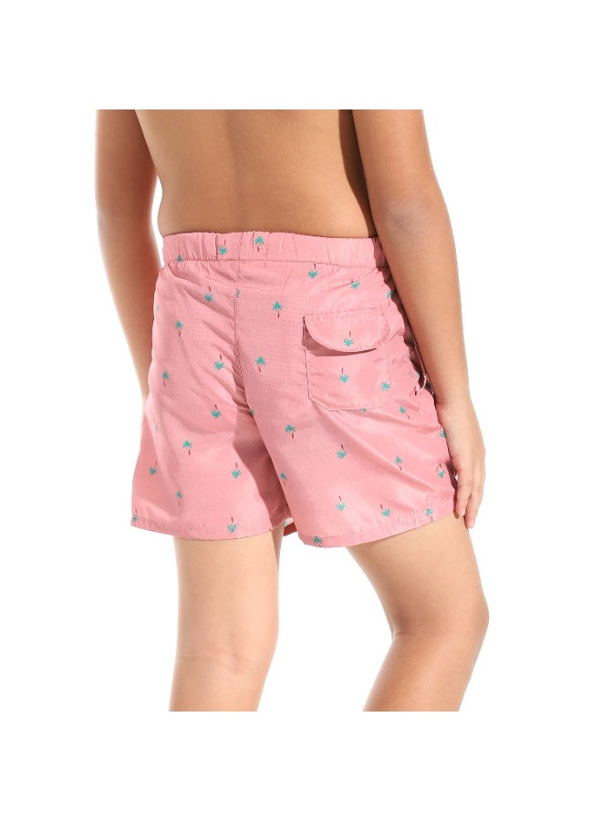 Andora Printed Boys Swimsuit with Elastic Waist - Pink & Blue_Multicolour - Image 3