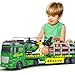 Bstoyder Toddler Boy Toys for 3 4 5 6 7 Years Kids 23 Semi Flatbed Truck Toy with a Dinosaure Truck Friction Powered Vehicles Toys with Lights and Sounds Birthday for Boy Girls - Image 2