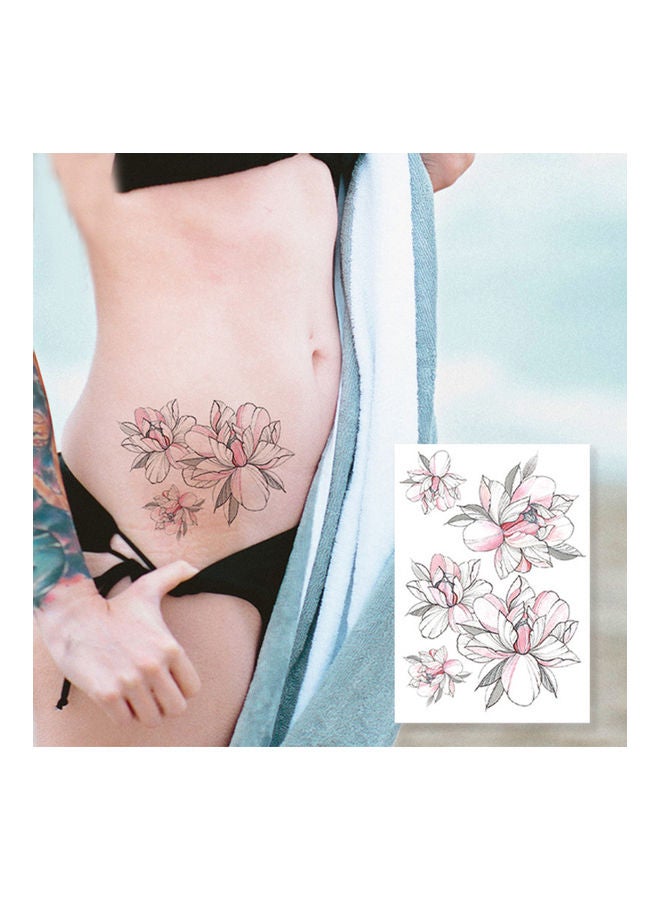 NIBEMINENT Waterproof Large Vine Peony Rose Flower Tattoo Sticker Black - Image 2