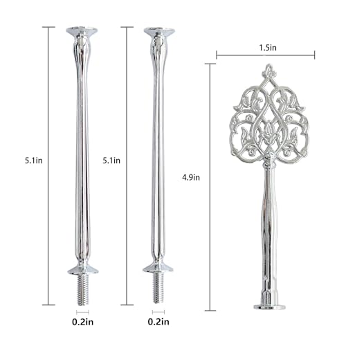 Happy Will 3 Tier 14" Heavy Metal Cake Stand Holder Fruit Plate Stand Fitting Hardware Rod with Stylus (Silver Scepter) - Image 2