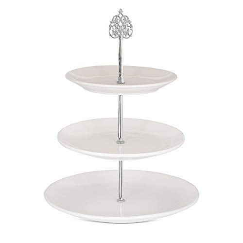 Happy Will 3 Tier 14" Heavy Metal Cake Stand Holder Fruit Plate Stand Fitting Hardware Rod with Stylus (Silver Scepter) - Image 3