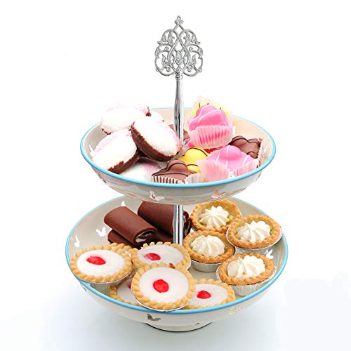 Happy Will 3 Tier 14" Heavy Metal Cake Stand Holder Fruit Plate Stand Fitting Hardware Rod with Stylus (Silver Scepter) - Image 4