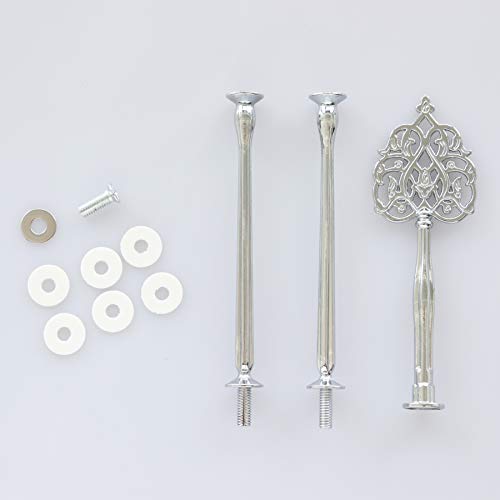 Happy Will 3 Tier 14" Heavy Metal Cake Stand Holder Fruit Plate Stand Fitting Hardware Rod with Stylus (Silver Scepter) - Image 5