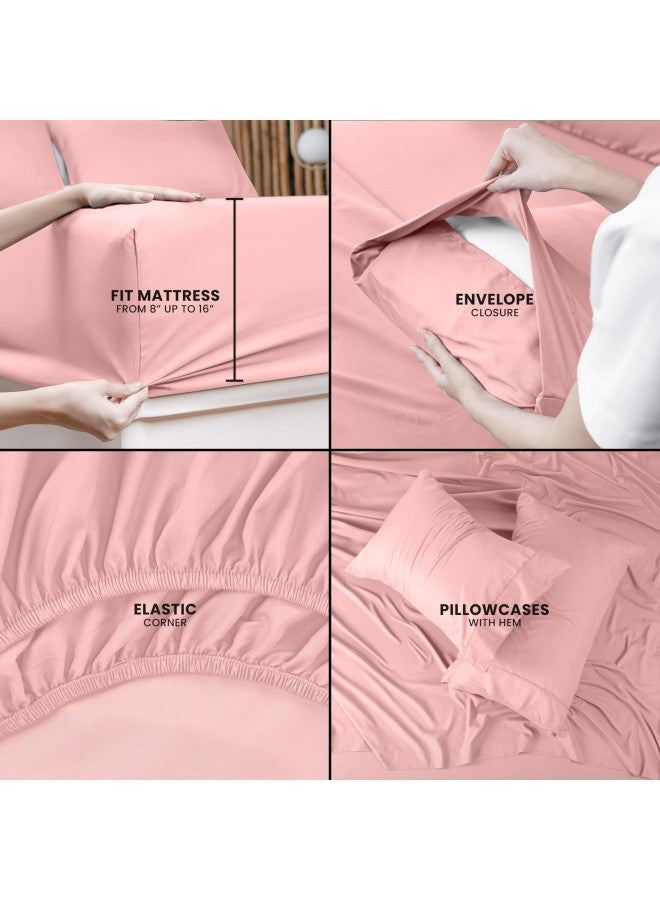 Utopia Bedding Queen Bed Sheets Set - 4 Piece Bedding - Brushed Microfiber - Shrinkage and Fade Resistant - Easy Care (Queen, Pink) - Image 4