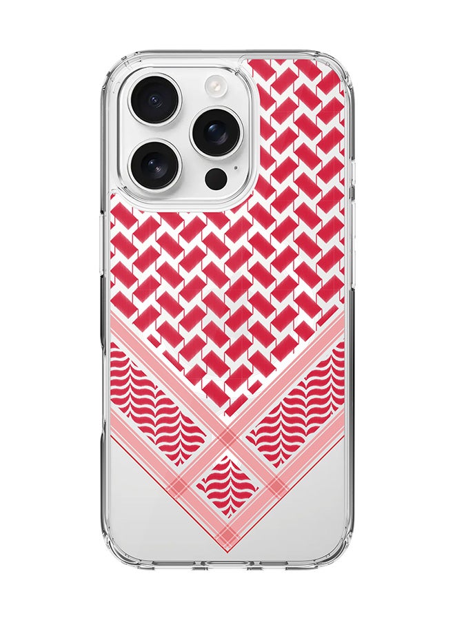 Stylizedd For iPhone 16 Pro Case [Compatible with MagSafe] Slim Magnetic cover Clear Phone Case - Victory Shemag (Red) - Image 1