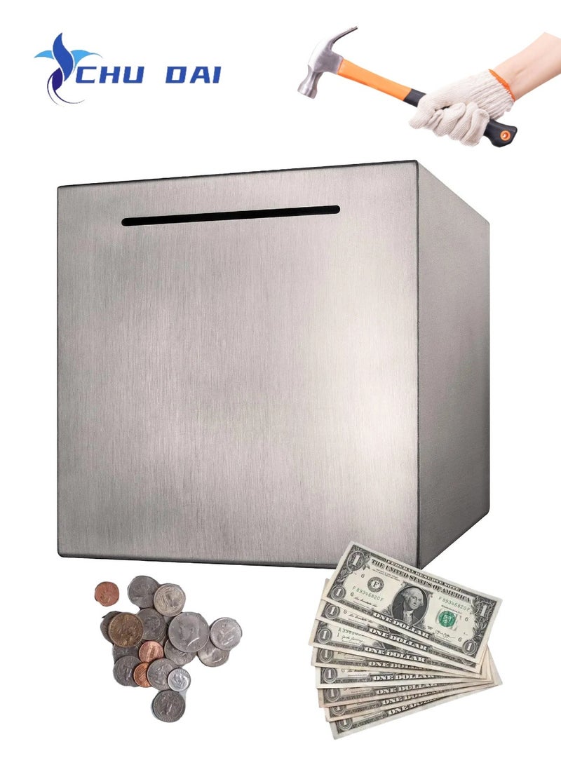 CHU DAI Stainless Steel Safe Piggy Bank for Adults (5.9 inch/15CM) - Image 1
