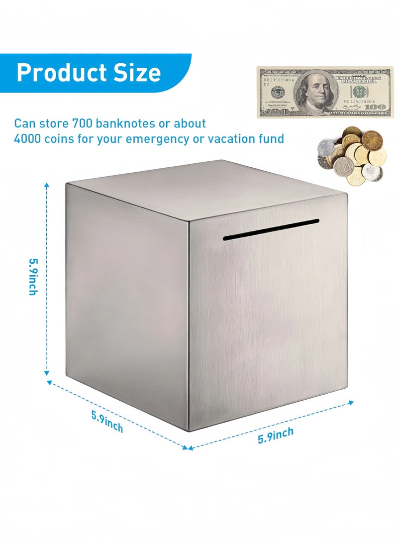 CHU DAI Stainless Steel Safe Piggy Bank for Adults (5.9 inch/15CM) - Image 2