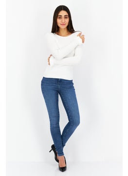 T Tahari Women Crew Neck Long Sleeve Textured Top, White  - Image 4