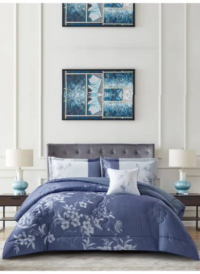 Donetella Bedding Comforter Set, King Size 250x230cm - 4-Pcs Digital Print Quilted Bed Set, Microfiber Fabric - 1 Comforter, 2 Pillow Shams,1 Cushion Cover.