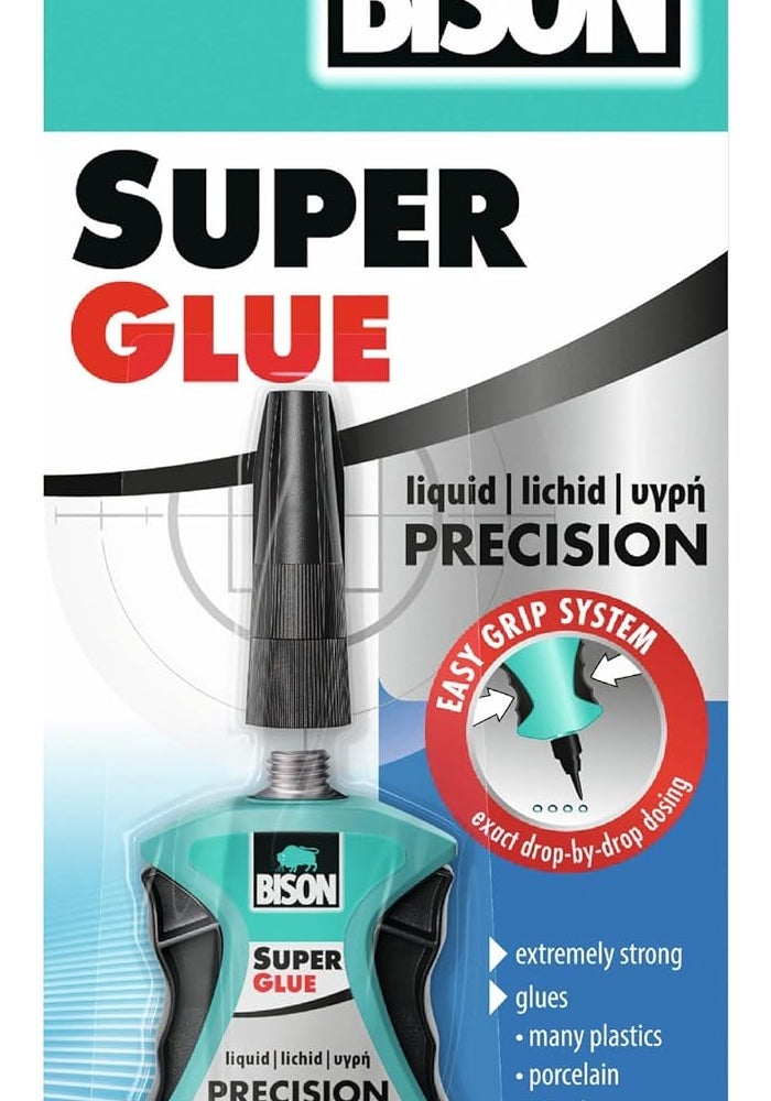 Bison Super Glue Precision 3 G, Easy To Use Dispenser And Applicator, Easy Grip, Self Standing And Shock - Proof Dispenser - Image 1