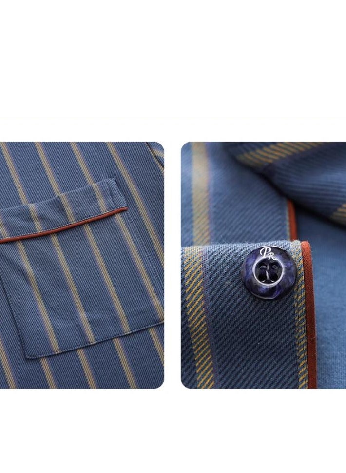 MIIOW Breathing Pajamas-Men's Pajamas Made Of Pure Cotton, Loose And Comfortable, Long Sleeved Casual Home Suit Set - Image 4