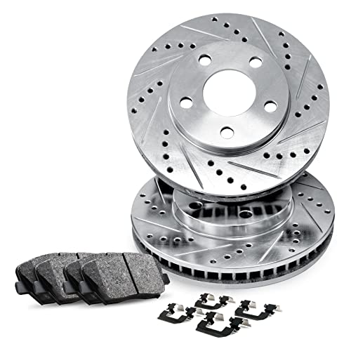 R1 Concepts Front Brakes and Rotors Kit |Front Brake Pads| Brake Rotors and Pads| Ceramic Brake Pads and Rotors |Hardware Kit |fits 2017-2020 Hyundai Elantra - Image 1