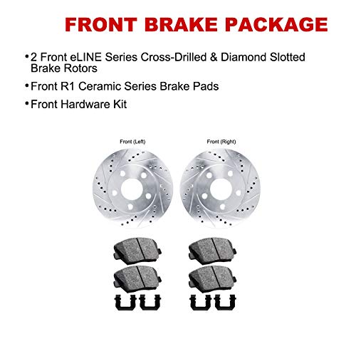 R1 Concepts Front Brakes and Rotors Kit |Front Brake Pads| Brake Rotors and Pads| Ceramic Brake Pads and Rotors |Hardware Kit |fits 2017-2020 Hyundai Elantra - Image 4
