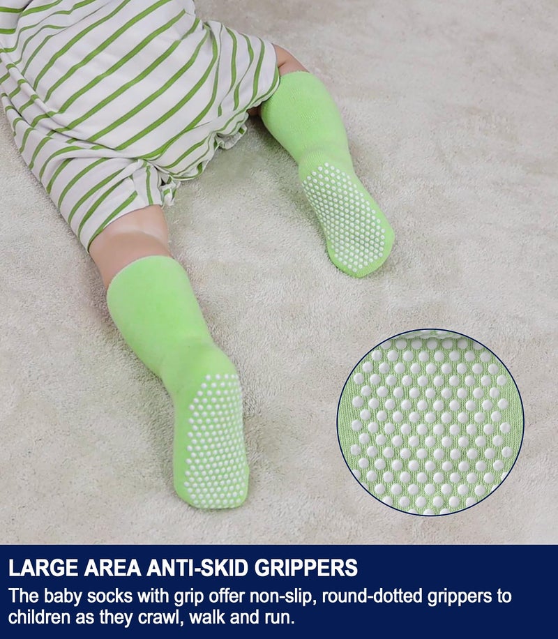 SDBING Baby Boys Girls Grips Socks Infant Toddlers Kids Non Slip Warm Thick Cotton Ankle Crew Socks with Grippers (4-6 Years, 6 Pairs Colorful) - Image 3