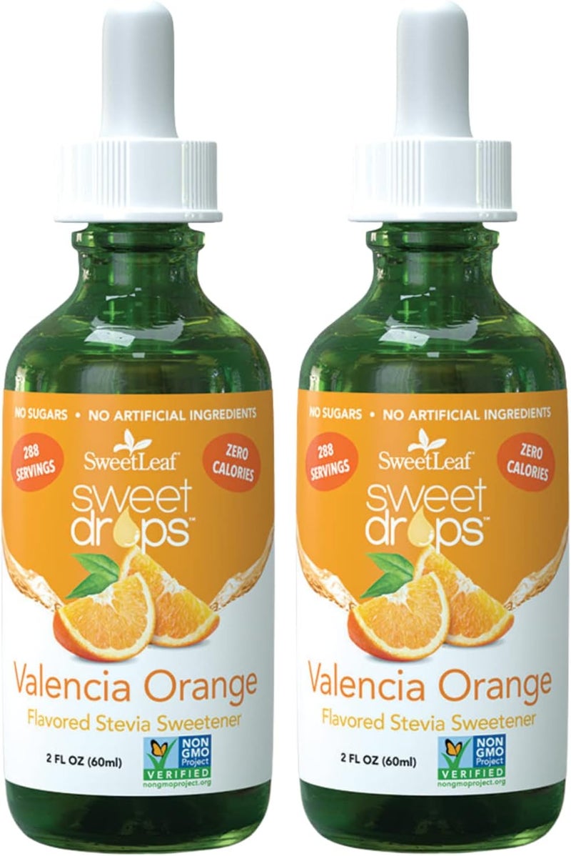 SweetLeaf Valencia Orange Flavored Stevia Sweetener Drops - Set of 2 (2 FL OZ Each) - Image 1