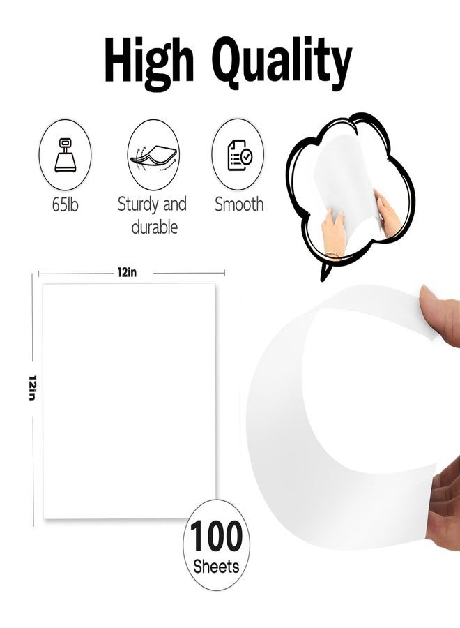 Goefun ورق مقوى أبيض 12x12 بوصة، 65 رطل، 100 ورقة - Image 2