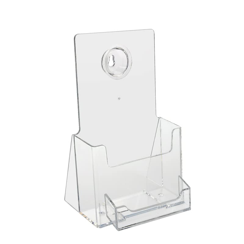 SourceOne Trifold Brochure Holder for 4” x 9” Booklets – with Business Card Container – Clear Acrylic Countertop Organizer - Image 1