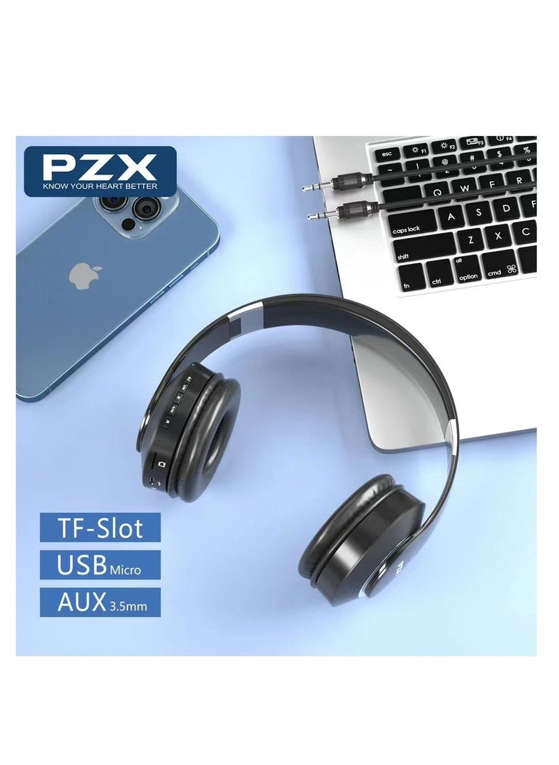 Wireless Bluetooth On-Ear Stereo Foldable Headphone Black