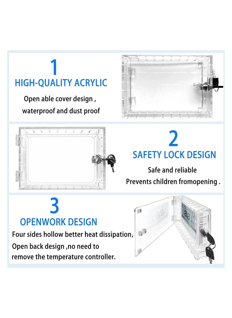 Generic - Universal Thermostat Lock Box with Key, Clear Thermostat Guard for Wall, Thermostat Cover with Lock Fits Thermostats 6.5"H x 4.72"W x 1.65"D or Smaller (1 Set) - Image 1