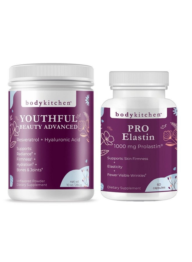 Body Kitchen بودرة الكولاجين المتقدمة من بادي كيتشن لجمال الشباب مع ريسفيراترول وحمض الهيالورونيك 10 أونصات وبرو-إيلاستين، عدد 60 - Image 1