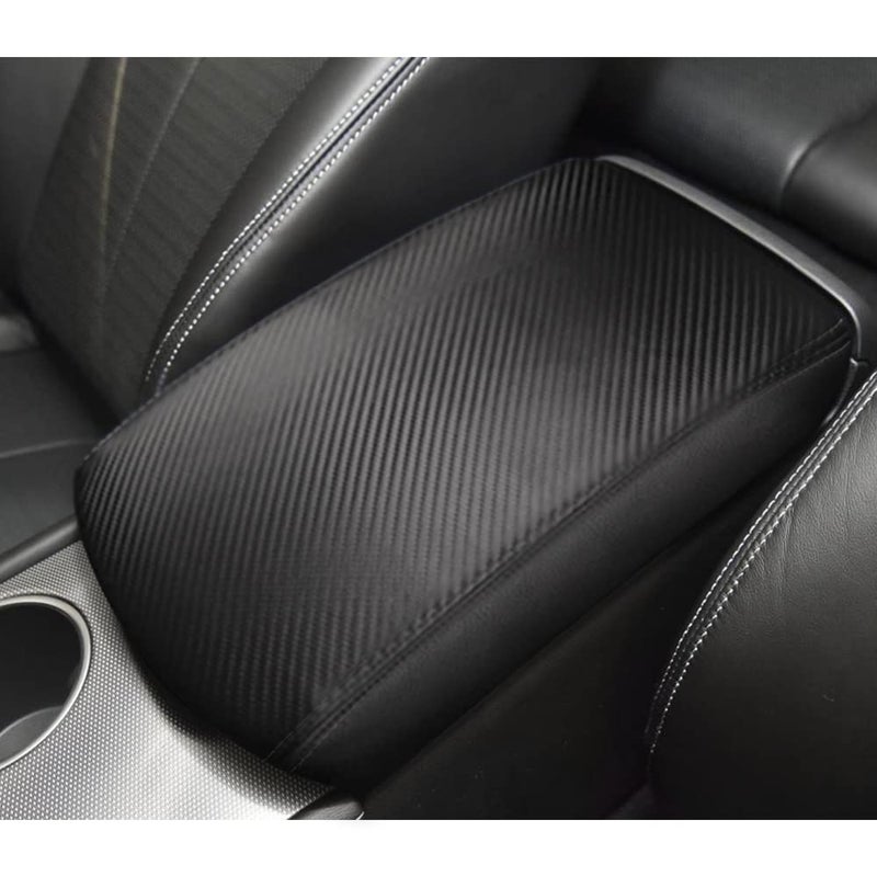 DEYTOP Console Cover for Infiniti Q50 2014-2024 Accessories Car Armrest Cover for Infiniti Q50 2024 2023 2021 2020-2014 Anti-Scratch Leather Armrest Pad Protector (Carbon Fiber with Black Stitches) - Image 1