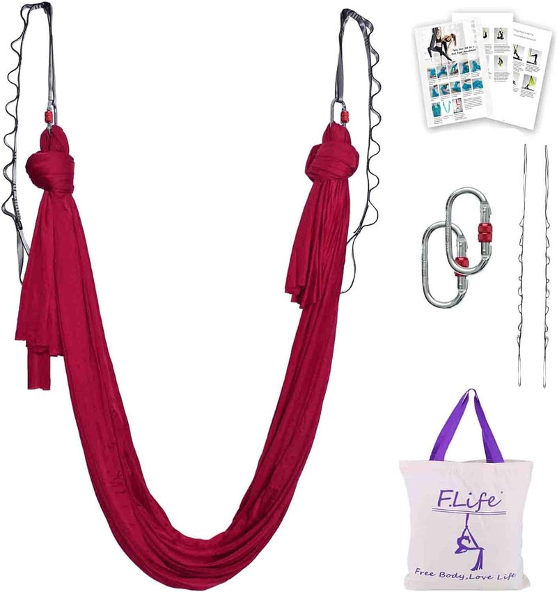 Flife Aerial Silk Yoga Hammock & Swing for yoga Inversion,Strength training,starter hardware kit - Image 1