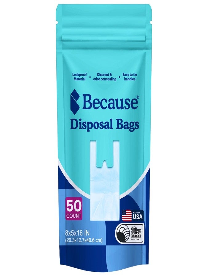 Because Incontinence Disposal Bags, Tear Resistant Disposal Bags for Men & Women, Extra-Large, Leak Protection, Odor Blocking, 50 Count - Image 1